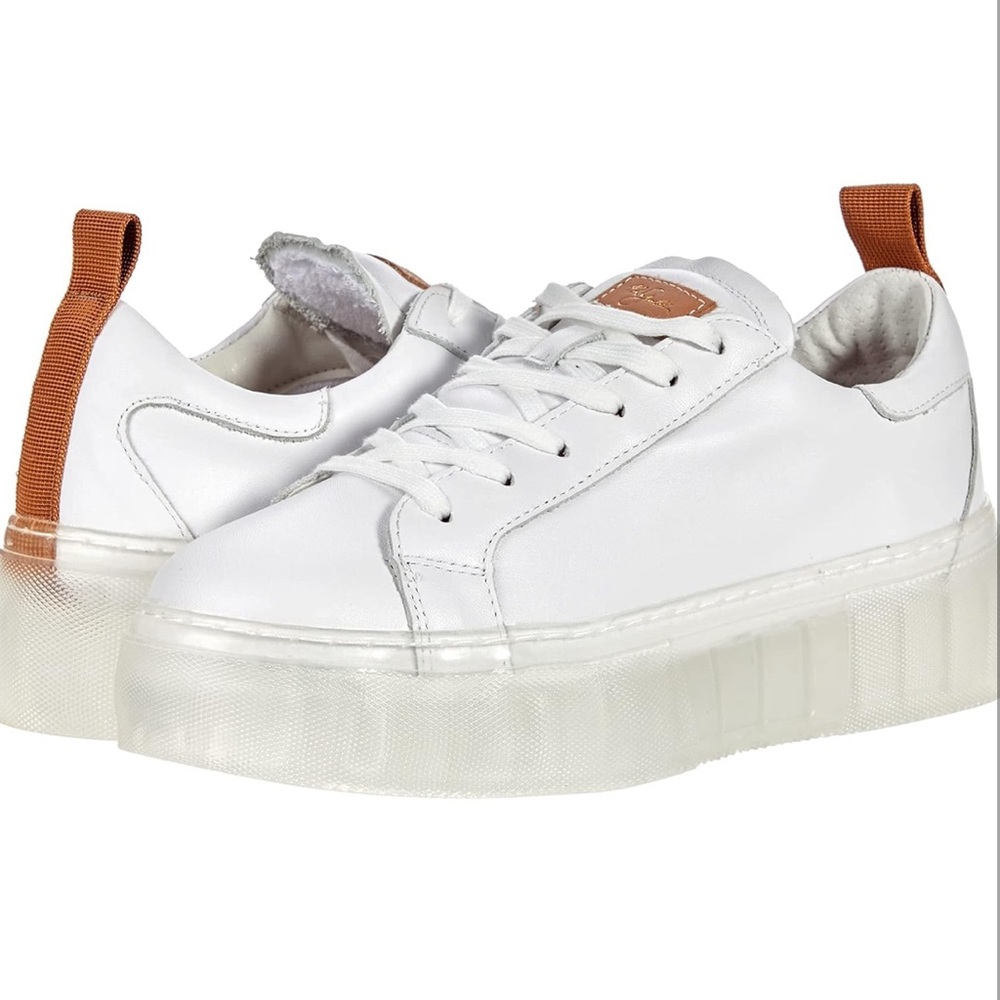 42 GOLD Glee WHITE Leather Sneakers for Women - Cream Lace, Size 8.5